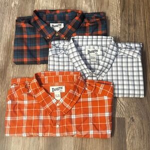Lot of 3 Duluth‎ Trading Co. Mens 2XL Tall Plaid Button Down Short Sleeve Shirts